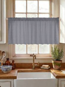 1Pc Red Grey Checked Curtain,Rod Pocket Half Drape Curtain,Drilling Table Skirt,Cabinet Decoration,Kitchen & Dining Partition,Bedroom Window Curtain Short,Porch Decor Curtains,Daily Home Decor,Window Decor - Multicolor - View 9