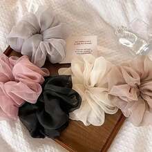 Bộ 5 chiếc/1 chiếc dây buộc tóc bằng vải chiffon mềm mại, dây chun buộc tóc, kẹp tóc đuôi ngựa, phụ kiện búi tóc thanh lịch, phụ kiện tóc nữ, dụng cụ làm đẹp, phụ kiện tóc xoăn, quà tặng cho phái nữ. - Nhiều màu - Xem 7
