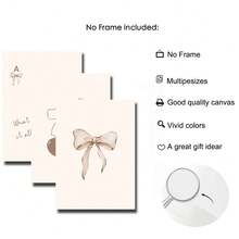 Set di 3 opere d'arte da parete senza cornice, fiocchi beige neutri e alla moda, set di cartellone minimalisti in stile Y2K con carte da gioco unisex, ideale come regalo per soggiorno, camera da letto, camera delle ragazze, camera universitaria, appartamento, decorazione per la casa - A - Visualizzare 5