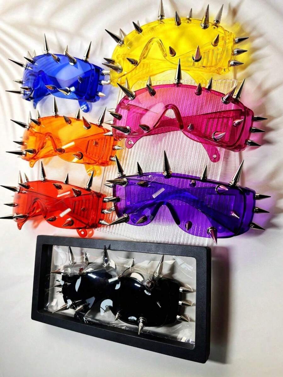 Gafas decorativas esféricas personalizadas y de moda con decoraciones de remaches, estilo motocicleta, montar en hierro, gafas de fuego fantasma, decoraciones para fiestas