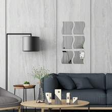 Espejo adhesivo de acrílico para pared, pegatina decorativa moderna de espejo cuadrado ondulado - Unitalla - Ver 5