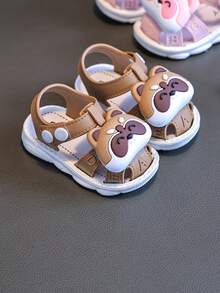 Toddler Closed Toe Sandals, Cartoon Cute Hook And Loop Soft Bottom Sandals For Baby Boys & Girls - Khaki - View 4