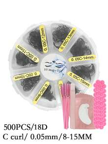 500 sợi/hộp, 16D-18D-20D, độ dày 0.05mm, 8-15mm / Độ dài hỗn hợp, độ cong C/D, nối mi, mi giả, kèm 10 miếng đệm mắt, 10 cọ chải mi, 10 que chỉnh mi, 10 cốc keo, mi dưới, mi nối tự nhiên cho người mới bắt đầu, dễ sử dụng, nhiều độ dài, mi chất lượng cao dùng tại salon và tại nhà. - Xem 54