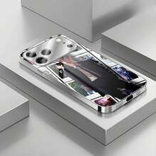 Elegante funda negra con estampado de collage de fotos. Compatible con fundas ,  17,  16 Pro Max,  15 Pro Max,  13 y  12. Ofrece protección contra golpes y caídas. Un regalo ideal para familiares, amigos, seres queridos, novios/novias y para ocasiones especiales. - Plateado - Ver 2