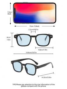 Kính thời trang gọng hình học dành cho nam, phụ kiện đi biển thường ngày, phong cách đường phố, phù hợp để phối cùng áo len, áo khoác, áo hoodie, áo nỉ, quần da và quần cargo, lý tưởng cho kỳ nghỉ hè ở bãi biển, các hoạt động ngoài trời và du lịch. - Màu xanh lam - Xem 2