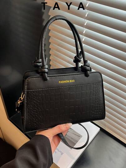 新款复古时尚褶皱手提包，拉链开口，可调节长肩带，小容量轻便简约斜挎包，适合女性日常生活、休闲、通勤、工作、度假和学生使用。