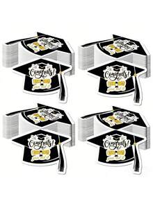 Cartoon Graduation Cap Black Disposable Paper Napkins, Festive Table Decor Napkins. Perfect For Graduation Season And School Celebration Table Settings. - Multiple Styles - View 4