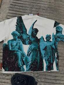 2026 New Cotton T-Shirt Short-Sleeved Full-Printed Couple Lapel Digital Spray Inner Style Pullover Top - 白色2純棉 - 查看 2