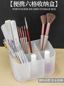 6-Grid Manicure Tool Box & Nail Art Brush Organizer, Desktop Storage Case For Nail Tools & Makeup Accessories, Suitable For Salon & Home Use - Multicolor - View 7