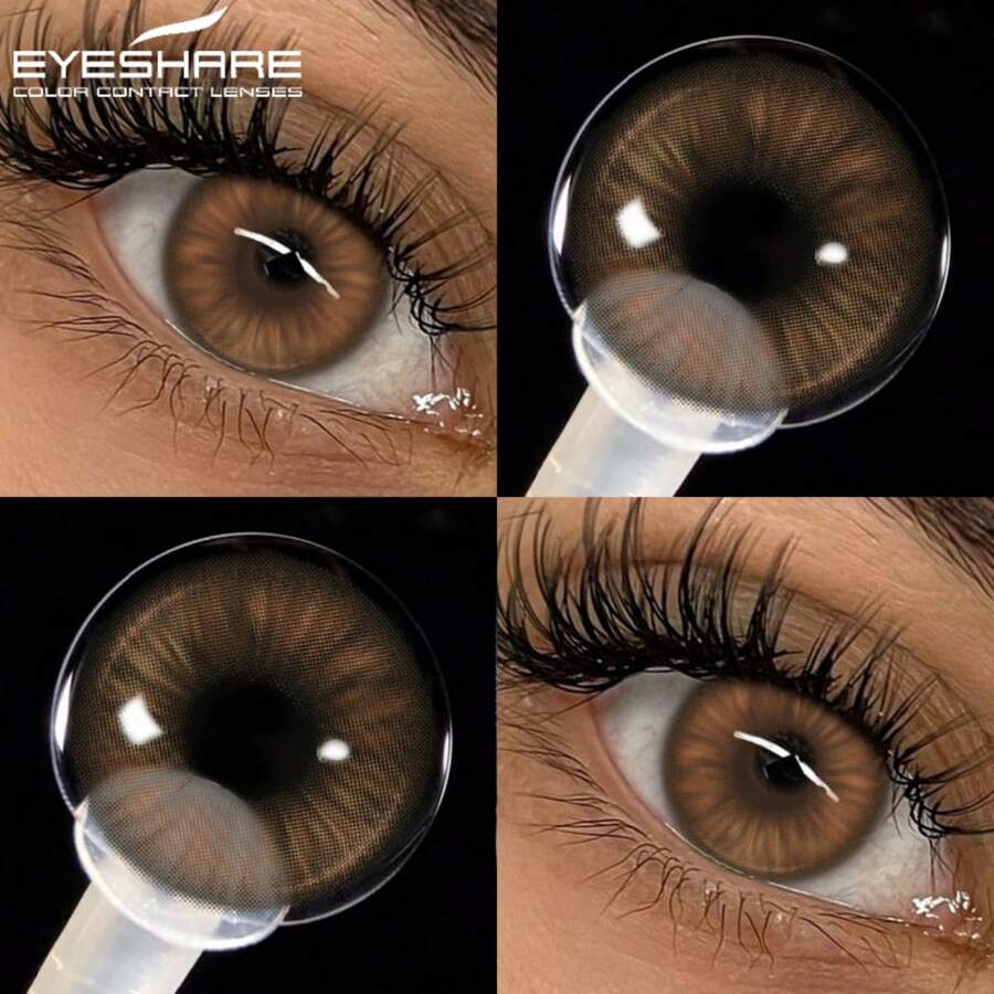 Eyeshare 1 Pair Of Brown Soft Annual Disposable Eye Makeup Gray Lenses Beauty Pink Purple Contacts Suitable For Daily Use