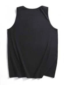 Men's Muscle Shirts, Big Meech Graphic Tank Top, Casual Sleeveless Tops For Men, Streetwear Vest - 黑色 - 查看 2