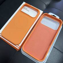 VRNOEI Luxury Matte Silicone Magnetic Phone Case Compatible With IPhone 15 14 13 12 11 16 17 Pro Max 17 Air, Solid Color & Printed Magnetic Phone Case, Matte Anti-Drop Soft Back Cover - Orange - View 9