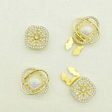 1 chiếc khuy áo sơ mi, khuy cài tay áo hình rùa đính pha lê thời trang, phụ kiện áo sơ mi. - Hình bầu dục kép vàng - Xem 1