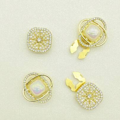 غطاء زر قميص، زر كم على شكل سلحفاة مرصع بالكريستال، إكسسوار قميص