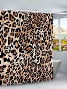 1pc/3pcs/4pcs Visual Vortex Leopard Print Bathroom Shower Curtain - Multicolor - View 18