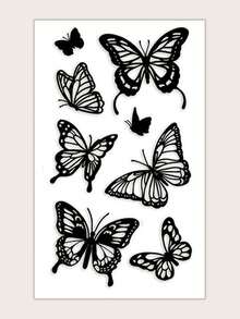 3D Butterfly Minimalist Temporary Tattoo Stickers - DIY For Anime Conventions, Carnivals, Music Festivals, Valentine's Day, Party Gifts, Suitable For Fingers, Ears, Shoulders, Neck, Collarbones, Waterproof & Realistic - Black - View 7