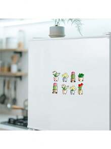 8pcs Potted Flower Shaped Refrigerator Magnets, Cute Creative Magnetic Decor Suitable For Kitchen, Office, Whiteboard, Storage Cabinet, Dishwasher, Ideal For Christmas, Valentine's Day, Thanksgiving, Mother's Day, Graduation Gifts - A - View 7
