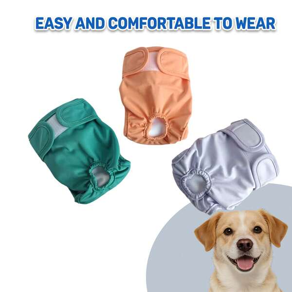 3pcs Reusable Female Dog Diapers, Highly Absorbent And Easy To Wash Pet Puppy Pads