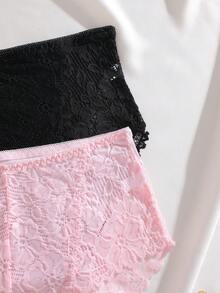 Aesletic 2pcs Comfortable Cute Sexy Contrast Lace Women's Panties - Multicolor - View 6