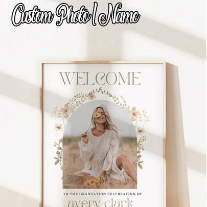 1 cái - Áp phích tốt nghiệp tùy chỉnh, Biển chào mừng tiệc tốt nghiệp kèm ảnh, Áp phích chào mừng tốt nghiệp tối giản, Mẫu logo chào mừng tiệc tốt nghiệp chủ đề hoa dại, Logo chào mừng ảnh tốt nghiệp phong cách Bohemian. Phông nền tiệc tốt nghiệp, Mẫu logo chào mừng tiệc tốt nghiệp, Áp phích chào mừng tốt nghiệp.