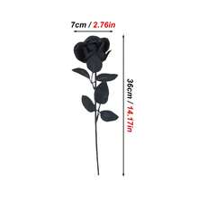 6 Stücke künstlicher schwarzer/schwarz-weißer/burgunderroter Rosenstrauß, dunkles Thema, hochwertige Dekoration für Halloween, Weihnachten, Valentinstag, Ostern, ewige Hochzeit, elegante Anordnung, unverzichtbar für Innenarchitekten, Party-Tischdekoration, geeignet für alle Jahreszeiten - Verschiedenfarbig - Übersicht 8