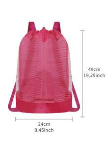 2pcs Summer Beach Mesh Large Capacity Storage Bag, Polyester Drawstring Travel Backpack - Multicolor - View 5