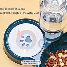 Cuencos para mascotas con alimentador de agua, diseño de oreja inclinado, juego de cuencos para agua y comida para gatos con botella de agua por gravedad para protección del cuello, 3 en 1 - Rosa - Ver 5