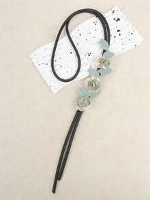 MARLIWOO 1 chiếc vòng cổ dài kiểu Bohemian cổ điển với họa tiết hoa và lá, trang sức thời trang dành cho nữ. - màu đen - Xem 4