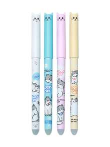 24pcs New Cat-Themed Erasable Pens Set, Cute Macaron Colors, 0.5mm Refill, Magic Heat Erasable Neutral Pens, Suitable For Exams, Homework, Student Rewards - Multicolor - View 7