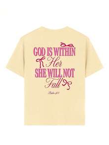 Tween Girls' Casual Graphic Print Crew Neck Short Sleeve T-Shirt, Summer Top - Apricot - View 8