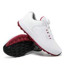 Men's Fashionable Color Block Golf Shoes - Red and White - View 10