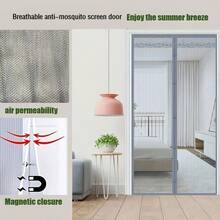 Rèm chống muỗi bằng sợi polyester màu xám nhạt, có ren, thân thiện với thú cưng, thiết kế gấp đôi, rủ tự nhiên. - Sọc ren - Xem 4