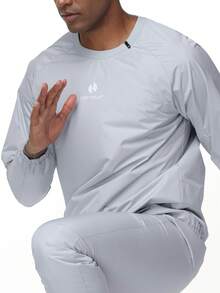 HOTSUIT 男士纯色半拉链套头卫衣外套，侧拉链设计，轻便透气，适合健身房、健身和训练。 - 淺灰色 - 查看 6