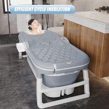 Faltbare Badewanne für Erwachsene mit abnehmbarem Deckel, tragbare Badewanne mit Armlehnen und Seifenkorb, Komfort und Entspannung für Bad, Dusche und Balkon, 118 * 60 * 53 cm - B - Übersicht 2