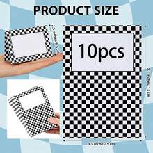 3.5 x 2.5 英寸折叠纸质赛车格子生日派对桌卡、食品标签、自助餐 - 黑白 - 查看 7