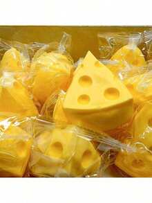 4块巨型挤压奶酪 - 柔软可捏的奶酪块 | 咕噜咕噜礼物，成人趣味奶酪 | 舒缓感官压力的奶酪球 - 阳光娱乐 - 彩色 - 查看 3
