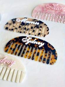 Personalized Wooden Comb,Custom Name/Text Engraving,Elegant Wedding Favor,Adorned With A White Bow,Custom Acrylic Design Hair Comb,Stylish Accessory,Ideal For Weddings, Parties, Hair Care, Party Favors, Bridesmaids, Birthdays, And Mother'S Day Gifts - Multicolor - View 7