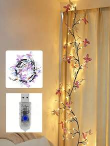 1 Lampada da parete a forma di farfalla viola flessibile con LED, 8 modalità di illuminazione, alimentata tramite USB, illuminazione d'ambiente, adatta per camere da letto, soggiorni, feste e vacanze. Ideale come regalo di Natale e compleanno. - Multicolore - Visualizzare 8