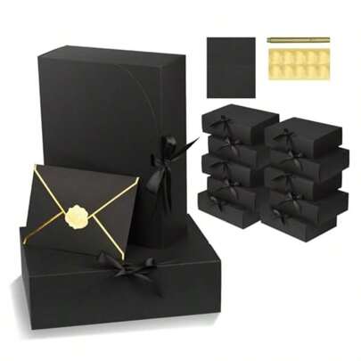 Gift Box For Presents 10 Pack Black Gt Es Wit Lid Idesmaid Proal  Wit Ca And Velopes Ml P Sticker  Groomsm Proal Birtday Wedding Moter's Day 10.6*8*3.1 Inc