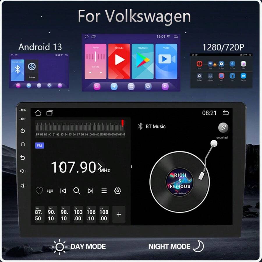 4core 2 Din Car Radio Carplay Android Auto 7 9 10 Inch Android 13 4G Universal 7"/9"/10" WIFI BT IPS Automotive Multimedia Player - IPS - View 1