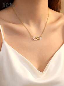 Hihho 1pc Chic Paper Clip Design With Sparkling Zirconia, Exquisite High-End Accent Piece - Paper Clip - View 2