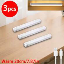 3pcs Multi-Size LED Motion Sensor Lights, USB Rechargeable Cabinet Lights, LED Motion Sensor Light Bars, For Bedroom, Kitchen, Hallway, Stairs, Closet, Garage, Indoor Motion Sensor Lighting - Home Night Lighting, Ceiling Motion Sensor Lights, Motion Sensor Lights, Minimalist Design, Stylish Appearance, Lightweight Structure, Suitable For Apartment Living - Warm Light - View 6