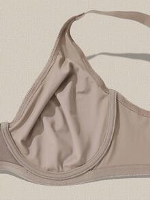 Parifairy Plus Size Dam Khaki Sömlös Dubbelskiktad Tunn Siden-BH Med Bekväma Breda Band, Enkel & Avslappnad Vardagsbruk, Lyft - Kaki - Visa 6