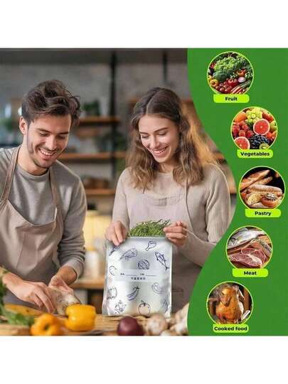 10/20/30 Pcs Reusable Aluminum Foil Food Storage Bags - Airtight Seal Freezer Bags For Meat, Vegetables, Fruits - Leak Proof Kitchen Organizer Bags (Multiple Sizes)
