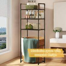 Metal Toilet Top Storage Cabinet |   Freestanding Iron Art Bathroom Storage Artifact With Spray Painted Frame, Storage Solution - 黑馬桶架 - 查看 8