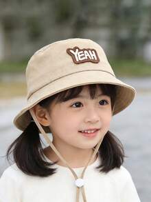 Mũ tai bèo thêu chữ cho trẻ em, kiểu dáng thường ngày, đa năng, chống nắng, thích hợp cho mùa xuân/hè, unisex. - 1PC - Xem 10