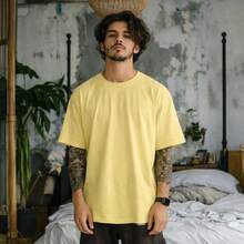 Men's Basic Oversized T-Shirt, Sizes S To Plus Size 6XL, 100% Cotton, 18 Colors - Baby Yellow - View 1