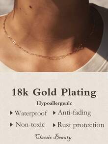 1pc Women's Minimalist Stainless Steel Necklace, Mini Paperclip Necklace, Chain Necklace, Delicate Chain Necklace, Layered Necklace, Women's Jewelry - Necklace - View 5