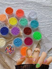 1 Bottle Mini Fluorescent Beads, Colorful Micro Beads Nail Art Accessories, Minimalist Versatile All-Match Decor Nails - Multicolor - View 2