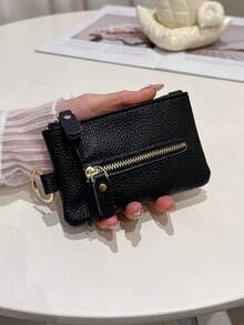 Ví đựng chìa khóa bằng da PU mới, tiện dụng, ví đựng tiền xu, ví đựng thẻ đa năng có khóa kéo, ví cầm tay dễ thương, ví đựng tiền xu nhỏ gọn tối giản dành cho nữ. - Nhiều màu - Xem 15